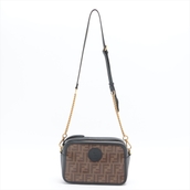 Fendi Brown Coated Zucca Canvas & Leather Shoulder Bag  (Pre-Owned)