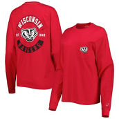 League Collegiate Wear Women's Red Wisconsin Badgers Oversized Pocket Long Sleeve T-Shirt
