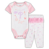 Newborn & Infant White/Pink Philadelphia Phillies Spreading Love Bodysuit & Tutu with Leggings Set