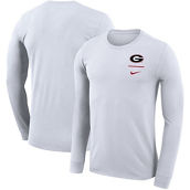 Men's Nike White Georgia Bulldogs Logo Stack Legend Performance Long Sleeve T-Shirt