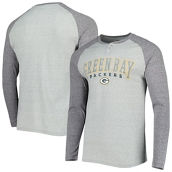 Men's Concepts Sport Heather Gray Green Bay Packers Ledger Raglan Long Sleeve Henley T-Shirt