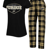 Concepts Sport Women's Black/Gold Purdue Boilermakers Badge T-Shirt & Flannel Pants Sleep Set