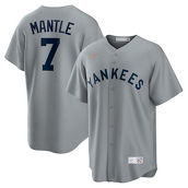Nike Men's Mickey Mantle Gray New York Yankees Road Cooperstown Collection Player Jersey