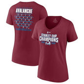 Women's Fanatics Branded Burgundy Colorado Avalanche 2022 Stanley Cup Champions Jersey Roster V-Neck T-Shirt