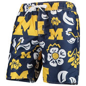 Wes & Willy Men's Navy Michigan Wolverines Floral Volley Swim Trunks