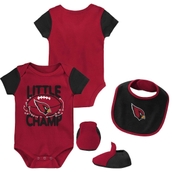 Newborn & Infant Cardinal/Black Arizona Cardinals Little Champ Three-Piece Bodysuit Bib & Booties Set