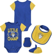 Newborn & Infant Royal/Gold Los Angeles Rams Little Champ Three-Piece Bodysuit Bib & Booties Set
