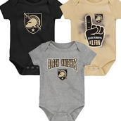 Infant Black/Gold/Heathered Gray Army Black Knights 3-Pack Game On Bodysuit Set