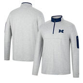 Colosseum Men's Heathered Gray/Navy Michigan Wolverines Country Club Windshirt Quarter-Zip Jacket