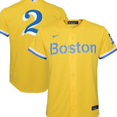 Youth Nike Xander Bogaerts Gold/Light Blue Boston Red Sox City Connect Replica Player Jersey