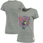 Original Retro Brand Women's Heathered Gray Kansas Jayhawks Tri-Blend Crew Neck T-Shirt
