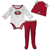 Newborn & Infant White/Scarlet San Francisco 49ers Dream Team Onesie Pants & Hat Set