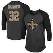 Men's Majestic Threads Tyrann Mathieu Black New Orleans Saints Team Color Player Name & Number 3/4-Sleeve Raglan T-Shirt