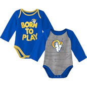 Newborn & Infant Royal/Heathered Gray Los Angeles Rams Born To Win Two-Pack Long Sleeve Bodysuit Set