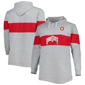 Profile Men's Heathered Gray/Scarlet Ohio State Buckeyes Big & Tall Long Sleeve Jersey Hoodie T-Shirt