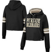 Colosseum Women's Black Purdue Boilermakers Retro Cropped Pullover Hoodie