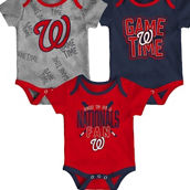 Newborn & Infant Washington Nationals Red/Navy/Heathered Gray Game Time Three-Piece Bodysuit Set