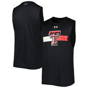 Under Armour Men's Black Texas Tech Red Raiders Logo Striped Tech Performance Tank Top