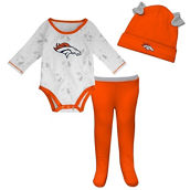 Newborn & Infant White/Orange Denver Broncos Dream Team Onesie Pants & Hat Set