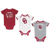 Newborn & Infant Champion Crimson/Heather Gray/White Oklahoma Sooners Three-Pack Bodysuit Set