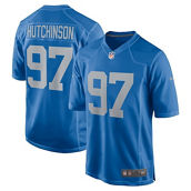 Men's Nike Aidan Hutchinson Blue Detroit Lions 2022 NFL Draft First Round Pick Alternate Game Jersey