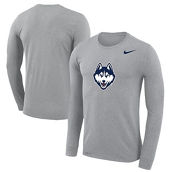 Men's Nike Heathered Gray UConn Huskies School Logo Legend Performance Long Sleeve T-Shirt