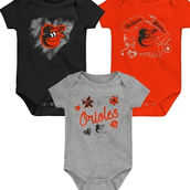 Infant Black/Orange/Heathered Gray Baltimore Orioles Batter Up 3-Pack Bodysuit Set