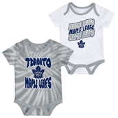 Newborn & Infant Gray/White Toronto Maple Leafs Monterey Tie-Dye Two-Pack Bodysuit Set