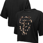 Women's Majestic Threads Black San Francisco Giants Leopard Cropped T-Shirt