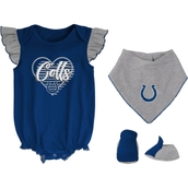Girls Newborn & Infant Royal/Heathered Gray Indianapolis Colts All The Love Bodysuit Bib & Booties Set
