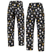 Men's Concepts Sport Black Pittsburgh Steelers Breakthrough Allover Print Knit Sleep Pants