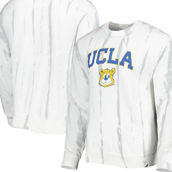 League Collegiate Wear Men's White/Silver UCLA Bruins Classic Arch Dye Terry Pullover Sweatshirt