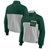 Fanatics Branded Women's Green/Heathered Gray Miami Hurricanes Sideline to Sideline Colorblock Quarter-Zip Jacket