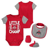 Newborn & Infant Scarlet/Heather Gray Ohio State Buckeyes Little Champ Bodysuit Bib & Booties Set