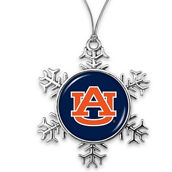Auburn Tigers Snowflake Metal Ornament