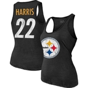 Women's Majestic Threads Najee Harris Black Pittsburgh Steelers Player Name & Number Tri-Blend Tank Top