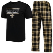 Men's Concepts Sport Black/Gold New Orleans Saints Badge Top & Pants Sleep Set
