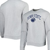 League Collegiate Wear Men's Heather Gray Penn State Nittany Lions 1965 Arch Essential Fleece Pullover Sweatshirt
