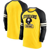 Men's Nike Gold/Black Pittsburgh Steelers Throwback Raglan Long Sleeve T-Shirt