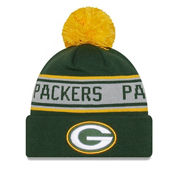 Men's New Era Green Green Bay Packers  Repeat Cuffed Knit Hat with Pom