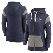 Women's Nike Navy/Heathered Charcoal Dallas Cowboys Plus Size Monaco Full-Zip Hoodie