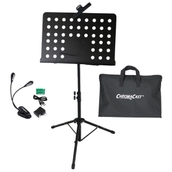 ChromaCast Pro Series Folding Music Stand Bundle with Stand, Light, Bag & Sheet Music Clip, (Black).
