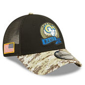 Men's New Era Black/Camo Los Angeles Rams 2022 Salute To Service 9FORTY Snapback Trucker Hat