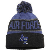 Men's Top of the World Royal/Heather Black Air Force Falcons Below Zero Cuffed Pom Knit Hat