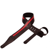 ChromaCast Speed Series Leather Racing Stripe Guitar Strap, Black with Red