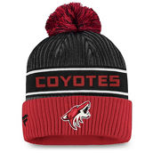 Men's Fanatics Branded Black/Garnet Arizona Coyotes Authentic Pro Locker Room Cuffed Knit Hat with Pom