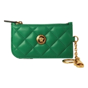 Versace Medusa Quilted Green Lambskin Leather Card Case Keychain