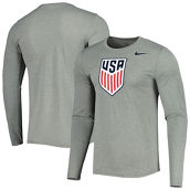 Nike Men's Heather Gray USMNT Primary Logo Legend Performance Long Sleeve T-Shirt