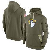 Men's Nike Olive Los Angeles Rams 2022 Salute to Service Therma Performance Pullover Hoodie