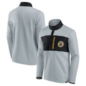 Men's Fanatics Branded Gray/Black Boston Bruins Omni Polar Fleece Quarter-Snap Jacket